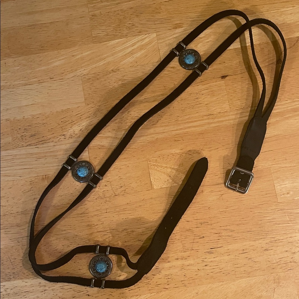 Brown Leather and Suede Belt with Turquoise Accents